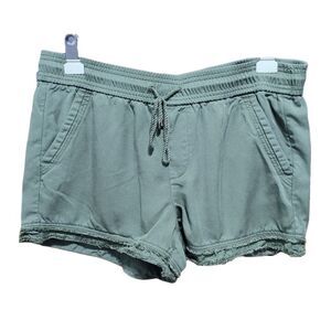 Loft olive green fringe shorts